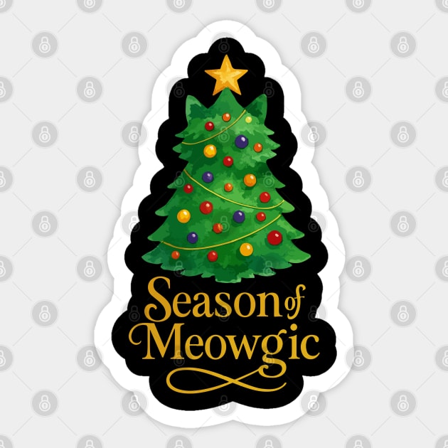 Season of Meowgic – Christmas Tree Cat – Funny Holiday Cat Lover Sticker by Urbanprint